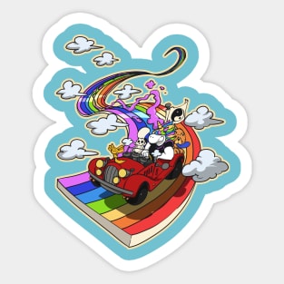 The muscular unicorn and his friends on a road trip Sticker